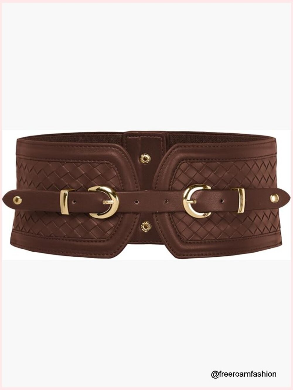 Wide Elastic Corset Belt with Double Gold Buckle for Dresses